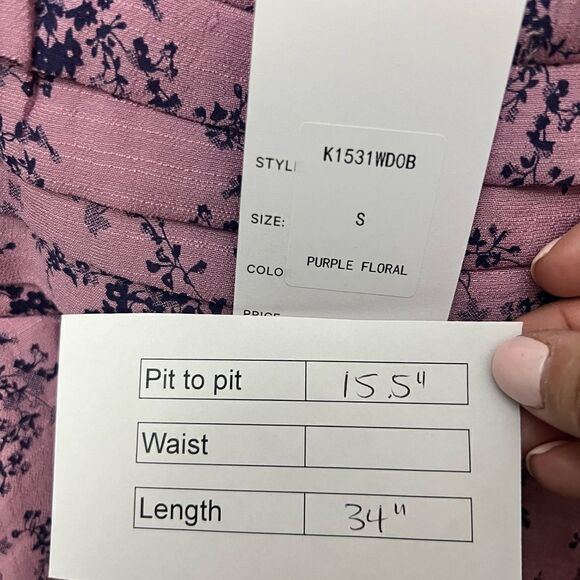 Unique Vintage Purple Navy Floral Print Flare Dress - Picture 9 of 11